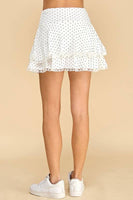 CS3760-Motion Pointelle Polka Dot Double Layer Skirt: White / S