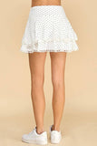 CS3760-Motion Pointelle Polka Dot Double Layer Skirt: White / S