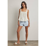 FLORAL RUFFLE TANK TOP / WL25-11870: BLUE COMBO / L