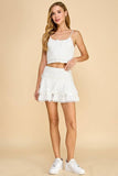 CT9199-Motion Pointelle Polka Dot Lace Trim Tank Top: White / L