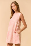 ILD6152 SLEEVELESS EMBROIDERY MINI DRESS: Pink / L