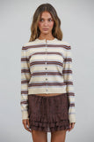 NC3882 Sausalito Soft Striped Cardigan: BEIGE MULTI / S-M-L (3-2-1)