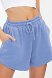 Plain High Waist Drawstring Shorts ZZKF805: Gray / XL