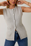 BUTTON DOWN KNIT VEST: H GREY / M