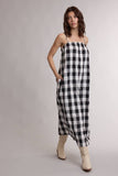 SPAGHETTI STRAP GINGHAM MIDI DRESS / WL26-13738: SAGE/WHITE / M