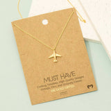 Gold Dipped Airplane Pendant Necklace: G