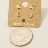Mini Star Moon Stud Earrings Set: G