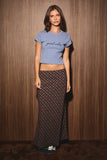 SHORT SLEEVE ROUND NECK "GOOD VIBES" EMBO BABY TEE: DUSTY BLUE / S
