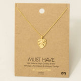 Hammered Monstera Leaf Pendant Necklace: G
