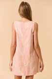 ILD6152 SLEEVELESS EMBROIDERY MINI DRESS: Pink / M