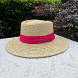 BEACH VACATION SUN FEDORA STRAW HATS FOR WOMEN_CWAH1151: KHAKIBLACK / (OS) 1