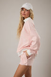 MOCK NECK STRIPE SWEATSHIRTS TOP: SAGE-CREAM STRIPE / XS