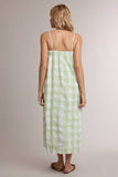 SPAGHETTI STRAP GINGHAM MIDI DRESS / WL26-13738: SAGE/WHITE / S
