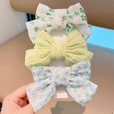 Patterned Bow Hair Clips - 3pk: Blue