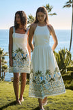 Senara Floral Sally Mini Dress: WHT-GRN-MUL / M