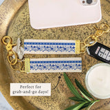 Floral Stripe Keychain | Wristlet Keychain | Gift For Her
