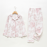 Pink Toile Women Pajamas Set – Summer Cotton Loungewear : S