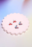 Sail Away Enamel Charm Stud Earrings: Gold