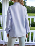 Textured Striped Ruffle Detail Shirt: Blue / Large 8-10