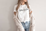 Custom Local Love Script Graphic Tee: White w/Black Ink / L