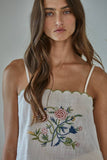 L9559T1 | Woven Cotton Embroidered Sleeveless Top: Natural / M