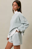 MOCK NECK STRIPE SWEATSHIRTS TOP: SAGE-CREAM STRIPE / S