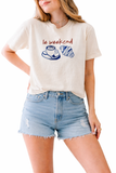 Embroidered Le Weekend French Coffee & Croissant Shirt: Ivory - Standard Unisex / XL