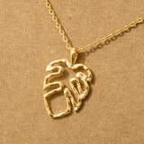 Monstera Cutout Pendant Necklace: G