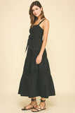 CONTRAST EYELET DETAILED MAXI DRESS - 6086D: Black / L