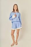Striped Boyfriend Shorts: BLUE/ WHITE STRIPE / S