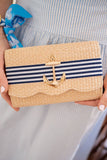 Straw Scalloped Ruby - Candy Band- Gold Charm- WS: 3D Anchor / Blue Candy
