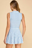 CT9089-Motion Houndstooth Patterned Sleeveless Top: Pink / M