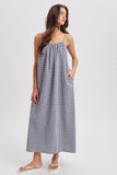 GINGHAM CAMI MIDI DRESS / WL26-12678: NAVY/CREAM / M