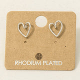 Gold Dipped Wire Heart Stud Earrings: G
