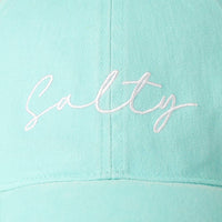 Salty Lettering Embroidery Baseball Cap: WHITE / One Size