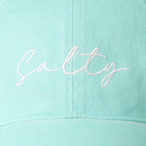 Salty Lettering Embroidery Baseball Cap: WHITE / One Size