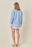 Striped Boyfriend Shorts: BLUE/ WHITE STRIPE / L
