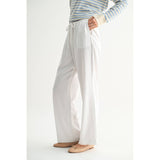 LINEN STRAIGHT PANTS / WL25-11555: WHITE / S