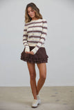 NC3882 Sausalito Soft Striped Cardigan: BEIGE MULTI / S-M-L (3-2-1)