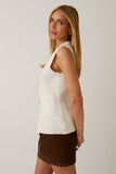 BUTTON DOWN KNIT VEST: H GREY / S