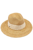 C.C Paper Straw Panama with Whip Stitches on Woven Trim: Natural