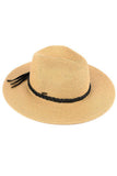 C.C Straw Panama Hat with Tied Ribbon: Gray/Black