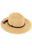 C.C Straw Panama Hat with Tied Ribbon: Multi Brown