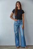 L8746 | Knit Cotton Round Neck Short Sleeve Crop Top: Black / M