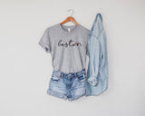 Custom Local Love Script Graphic Tee: White w/Black Ink / XL