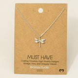 Gold Dipped Dragonfly Pendant Necklace: G