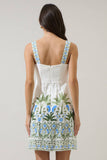 Senara Floral Sally Mini Dress: WHT-GRN-MUL / L