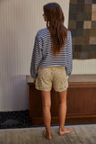 L8334 | Woven Acrylic Crochet Straight Leg Shorts: Natural / M
