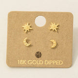 Mini Star Moon Stud Earrings Set: G