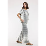 STRIPED KNIT SWEATER TOP AND PANTS SET / WL25-12183: SKY/BLUE / S